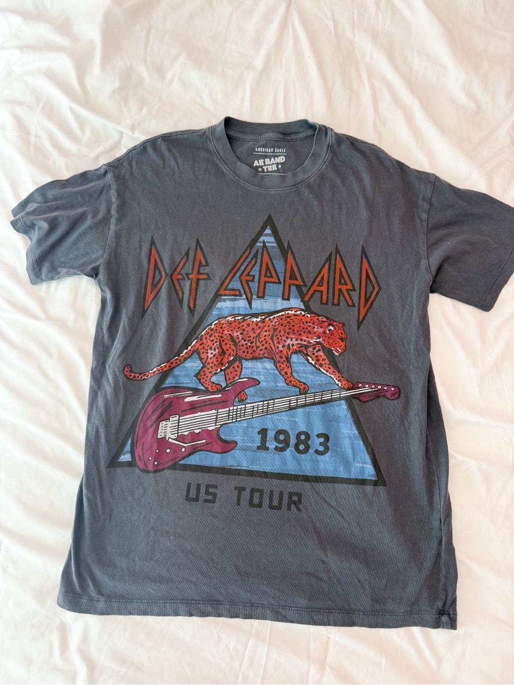 American Eagle Dark Grey Oversized Def Leppard Graphic Tee Size XXS
